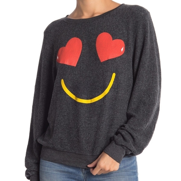 Wildfox Tops - Wildfox Heart Eyes Emoji Pullover Size Sma…